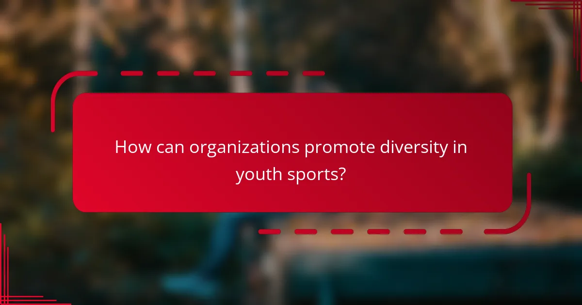 How can organizations promote diversity in youth sports?