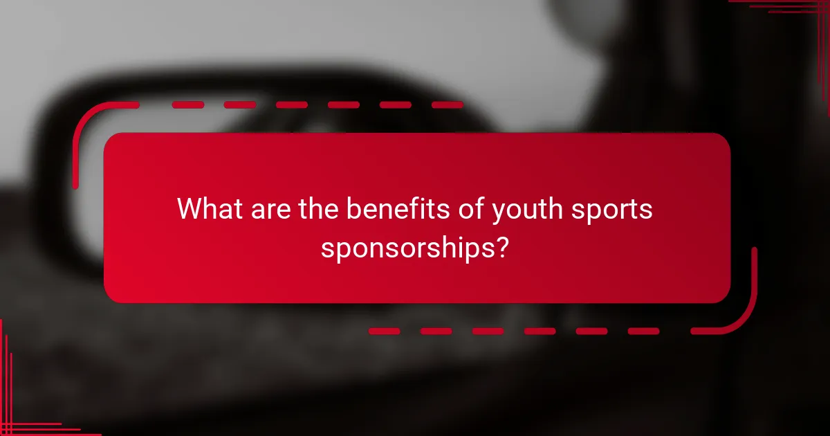 What are the benefits of youth sports sponsorships?